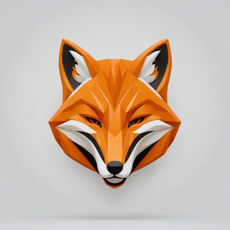 Fox head made of paper on a gray background. Vector illustration.の素材