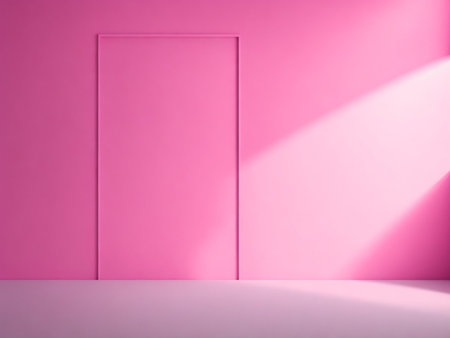 Minimalist interior design with pink wall and frame. 3d renderの素材