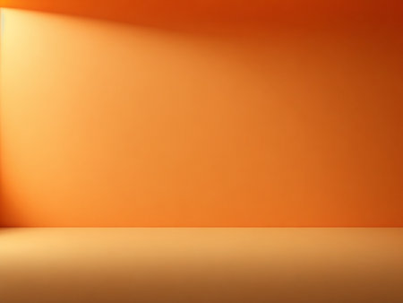 Empty room with orange wall and floor. 3d render illustration.の素材