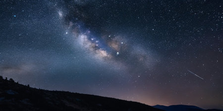 Milky way and stars in the sky. Long exposure photograph.の素材