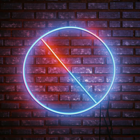 Glowing neon sign on brick wall background. 3D Renderingの素材