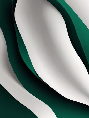 Abstract wavy background of green and white paper. 3d renderの素材
