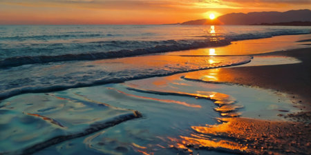 Beautiful sunset on the beach. Seascape. Nature composition.の素材