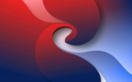 abstract blue and red background with some smooth lines and curves in itの素材