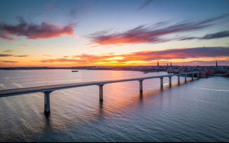 Sunset over the Danube River in Budapest, Hungary. Long exposure.の素材