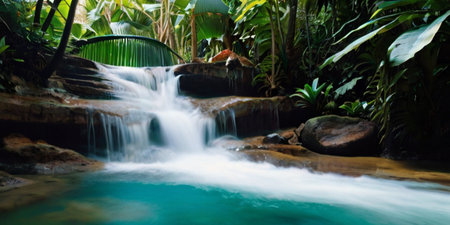 Tropical waterfall in the rainforest. Beautiful nature scene.の素材