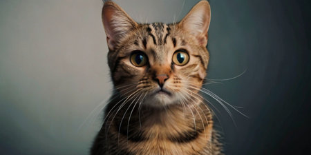 Portrait of a bengal cat on a dark background.の素材