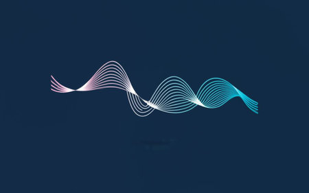 Sound waves on a dark blue background. 3d rendering, 3d illustration.の素材