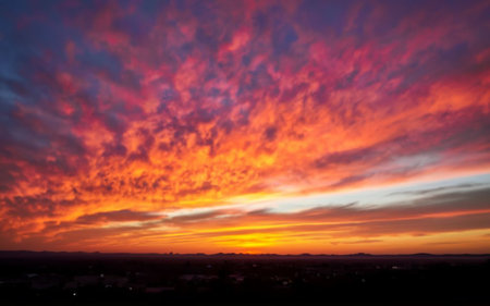 colorful dramatic sky with cloud at sunset.Skyline at sunset.の素材