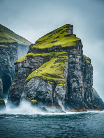 Beautiful view of Reynisfjordur waterfall in Iceland. Toned.