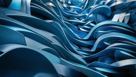 Abstract blue background with curved lines. 3d rendering, 3d illustration.の写真素材