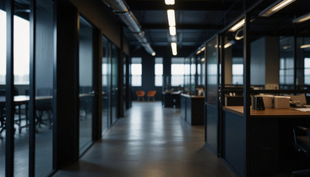 Blurred image of a modern office interior. Workplace and business conceptの写真素材
