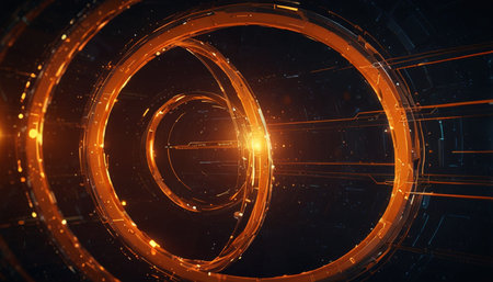 Abstract technology background with circles and lines. 3d rendering toned image