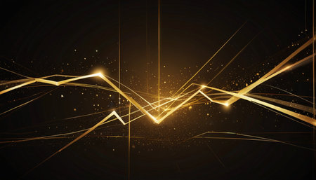 Abstract background with golden lines. Futuristic technology style. Vector illustrationの写真素材