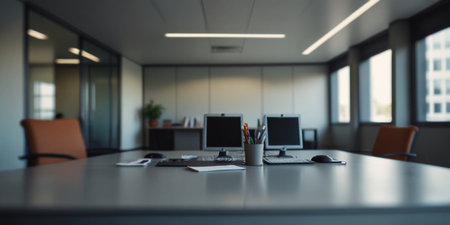 Close up of a modern office interior. 3d rendering mock upの写真素材