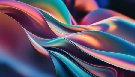 3d rendering, abstract wavy liquid background, multicolored waves, digital illustration
