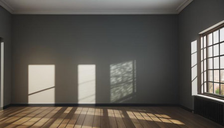 Empty room with window and wooden floor - 3D Rendering.