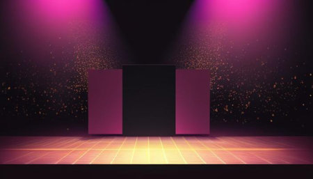 3d render of stage with lighting and spotlights. Scene for show.