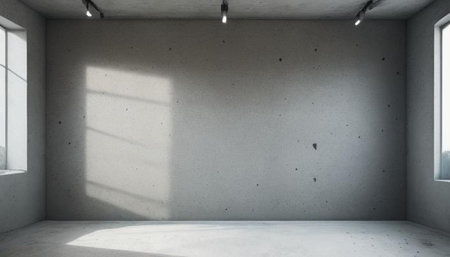 Empty room with concrete wall and sunlight. Mock up, 3D Renderingの写真素材