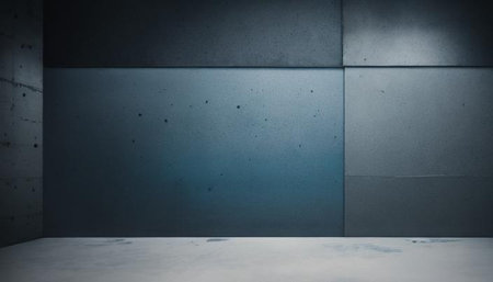 Abstract concrete interior with blue wall. Mock up, 3D Renderingの写真素材