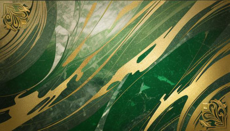 Luxury green background with gold pattern. Element for design. Template for designの写真素材