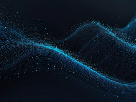 3d abstract technology wave background. Wave with connecting dots and lines. Big data visualization.