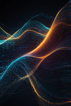 abstract glowing lines in dark space, computer generated abstract background, 3D rendering