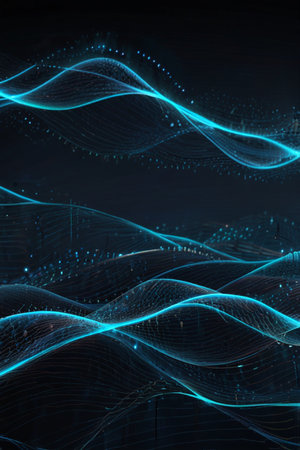 Abstract blue lines on a dark background. Futuristic technology style.