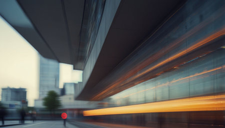 Abstract motion blur of car in city. Concept of speed and motion.
