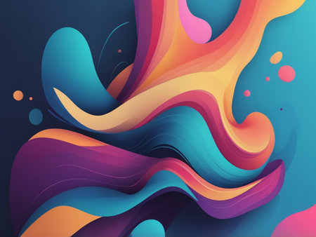 Abstract background with colorful wavy shapes. 3d vector illustration.の写真素材