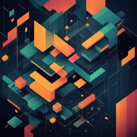 Abstract colorful background with cubes and lines. Vector illustration. Eps 10