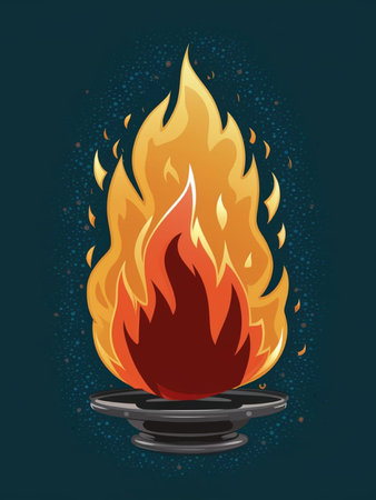 Illustration of a bonfire on a dark background. Vector illustration