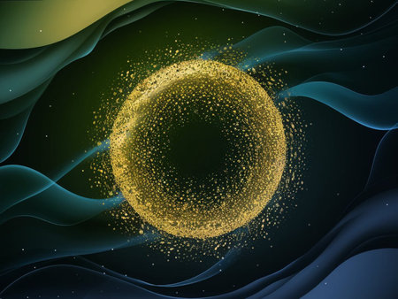Abstract background with golden shiny sphere. Vector illustration. Eps 10.の写真素材