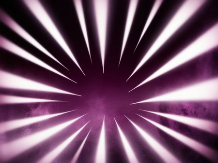 Purple and white rays of light in the dark. Abstract background.の写真素材