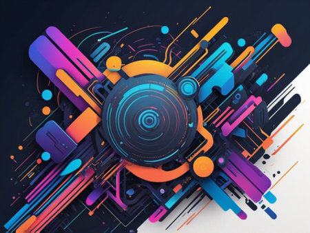 Abstract technology background with colorful elements. Vector illustration. Eps 10.