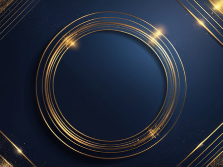 Abstract dark blue background with golden rings. Vector illustration. Eps 10の写真素材