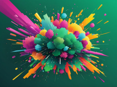 Abstract colorful explosion on green background. Vector illustration. Eps 10.の写真素材
