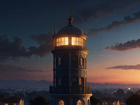 Sunset view of the old lighthouse in Chiang Mai, Thailand