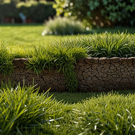 Grass growing in the garden on a sunny day. Natural background.の写真素材