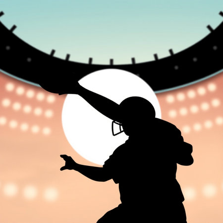 Silhouette of a american football player against composite image of stadium