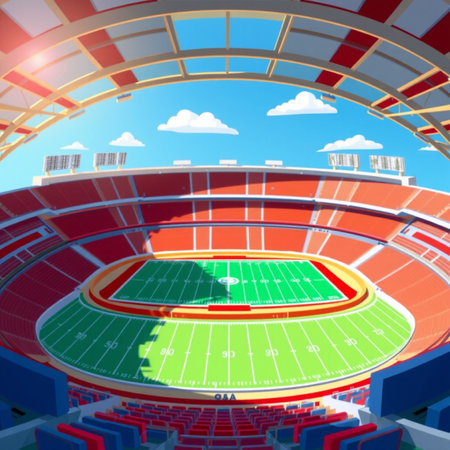 3D render of a generic american football stadium with blue skyの写真素材