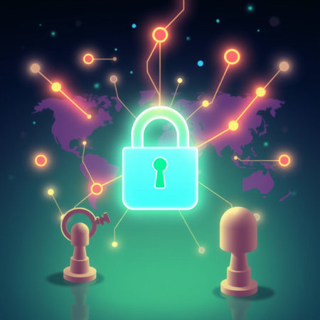 Cyber security concept. Padlock icon on digital background. 3d vector illustration
