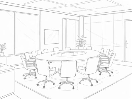 Sketch design of a meeting room interior. 3d illustrationの写真素材