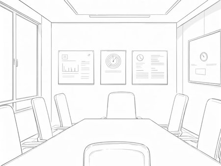 Interior of a conference room, sketch illustration, 3d renderの写真素材