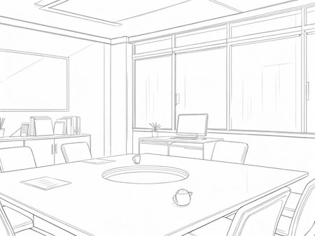 sketch design of interior office,interior sketch drawing illustrationの写真素材