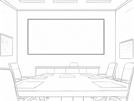 sketch design of conference room,3d illustration sketch designの写真素材