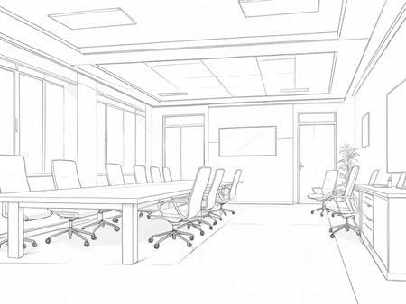 sketch design of interior office, 3d rendering computer digital drawingの写真素材