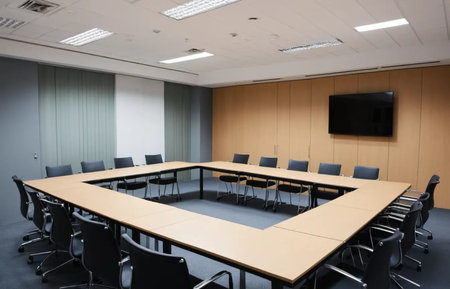 Interior of a conference room in a modern office. Nobody insideの写真素材