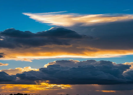Colorful dramatic sky with cloud at sunset.Sky with clouds at sunset.