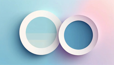 Abstract background with white circles on blue and pink background. Vector illustration.の写真素材